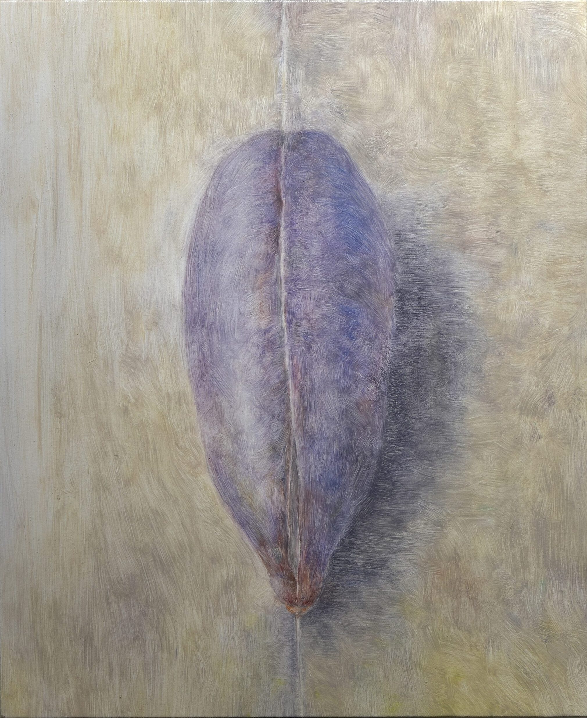 Vacant Land — “Vertical Fold and Akebi” , 2025, oil on canvas, 455 × 380 mm